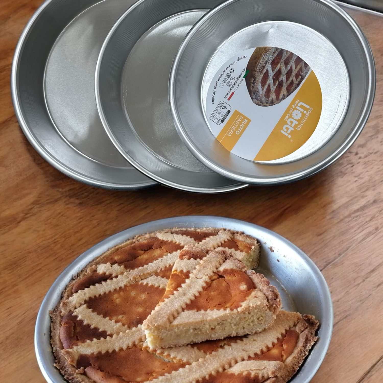 Ruoti in alluminio, Tris Teglie per pastiera, crostata, dolci tradizionali